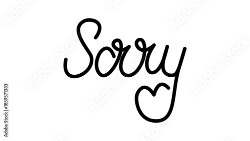 sorry inscription, black isolated silhouette