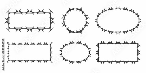Black thorn frames rectangular and circular designs with sharp pointed edges