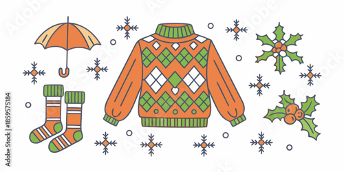 Winter clothing and decorations a cozy collection of seasonal items