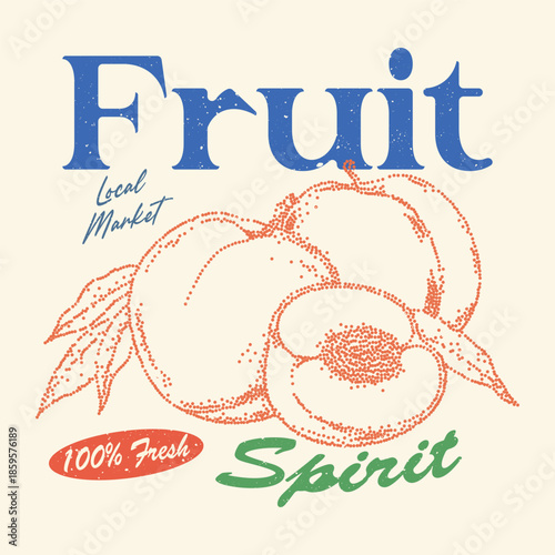 Peach fruit t-shirt designs, fruit print design. summer fruit t-shirt. slogan typography text. California Fruit Club, peach vector art with typography, women's food fashion graphics, Fruit club print