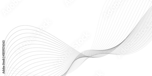 Abstract gray wave lines isolated on white background with flowing curved linear patterns, smooth parallel curves creating elegant motion, balance, and modern technology vector harmony
