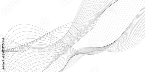 Abstract gray wave lines isolated on white background with flowing curved linear patterns, smooth parallel curves creating elegant motion, balance, and modern technology vector harmony