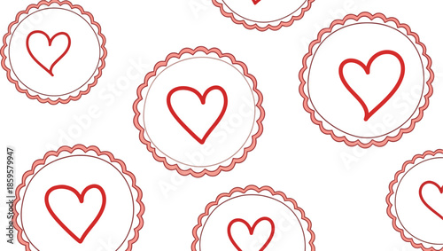 Charming pattern of cute scalloped edge love heart cookies ideal for valentines day celebration backgrounds