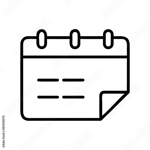 Simple calendar icon with empty space for notes and appointments  