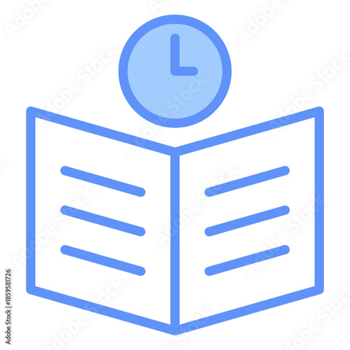 Reading Time Outline Blue Color Icon