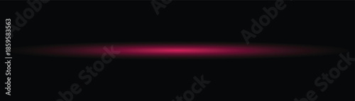 A vibrant pink light streak shines horizontally across a solid black background with a soft gradient effect and subtle shine isolated on white background
