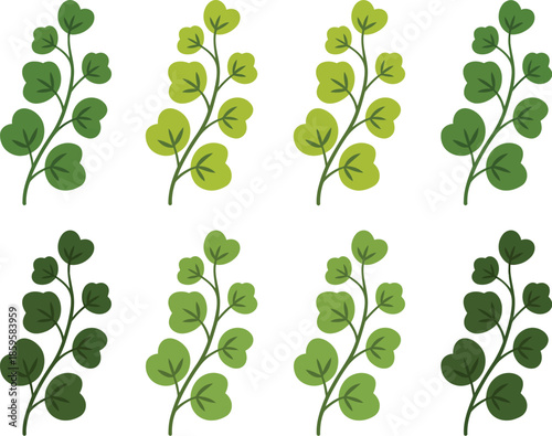 Greenery sprigs with varying shades of green leaves, a natural element