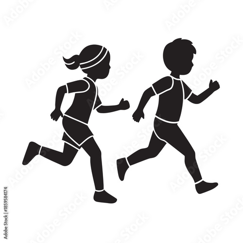 Children Playing Chase Game Outdoors Silhouette