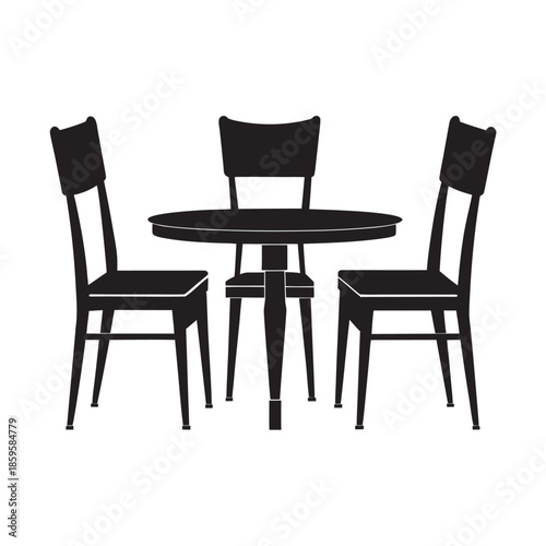 Dining Table With Chairs Silhouette