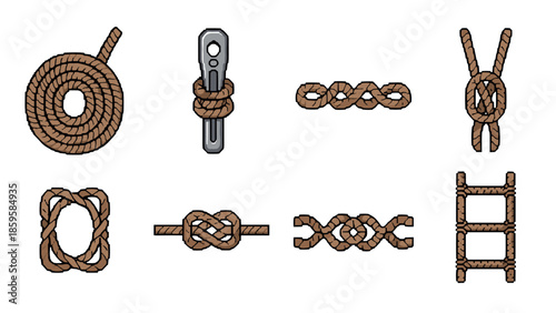 Pixel art knot collection: various nautical and decorative knots