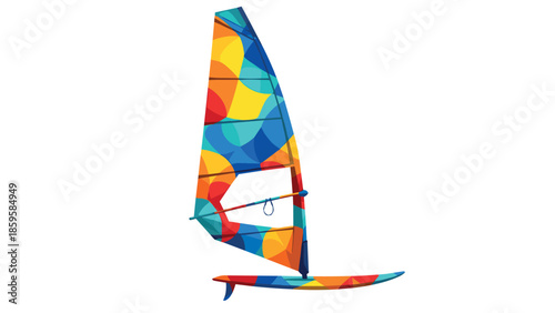 Colorful geometric windsurfing sail with abstract shapes