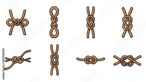 Pixel art knot collection: decorative rope patterns for creative projects