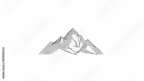 Stylized mountain range illustration with contour lines.