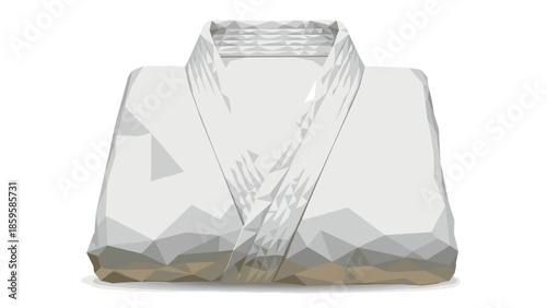 Geometric folded kimono with low-poly design on white background