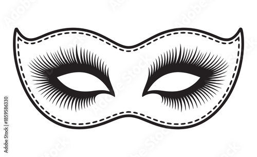 Artistic Black and White Masquerade Mask Illustration, Mysterious Design, Digital Art