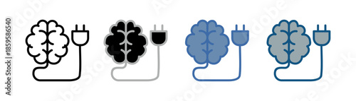 
brain charge icon set multiple style collection with brain and charge design