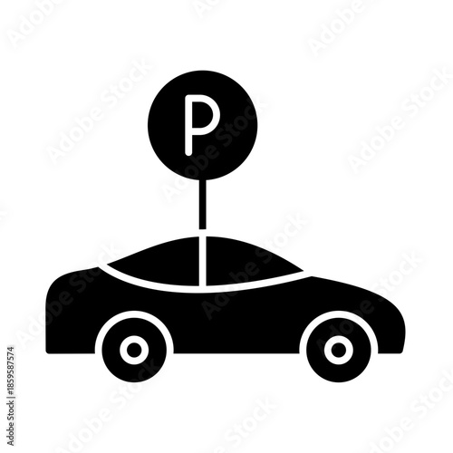 Public car parking icons and parking location symbols