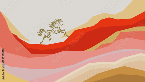 lunar new year chinese new year wave and horse background