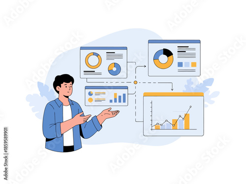 Business Analyst Presents Data Trends and Financial Performance Charts