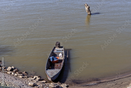 Waterfall on the river with reflection in water