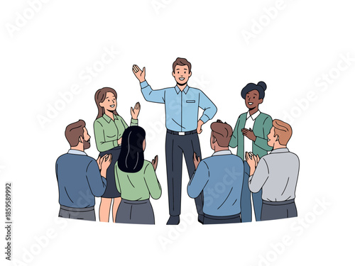 Team Collaboration and Leadership Business Meeting Presentation Audience Applause