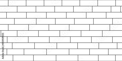 Brick Wall Pattern Vector Minimalist Line Art Background Seamless Masonry Texture Outline Construction