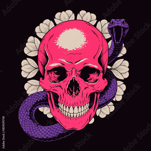 Skull and crossbones illustration with horror and pirate theme