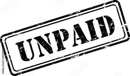 Grunge style unpaid stamp graphic design element isolated on transparent background