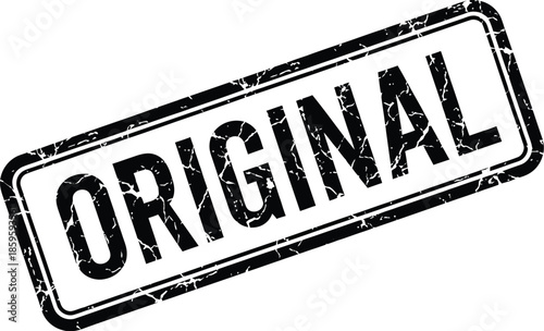 Distressed rectangular stamp displaying the word original in bold black letters on transparent background