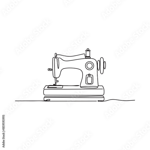 Simple line drawing of a vintage sewing machine a crafting tool