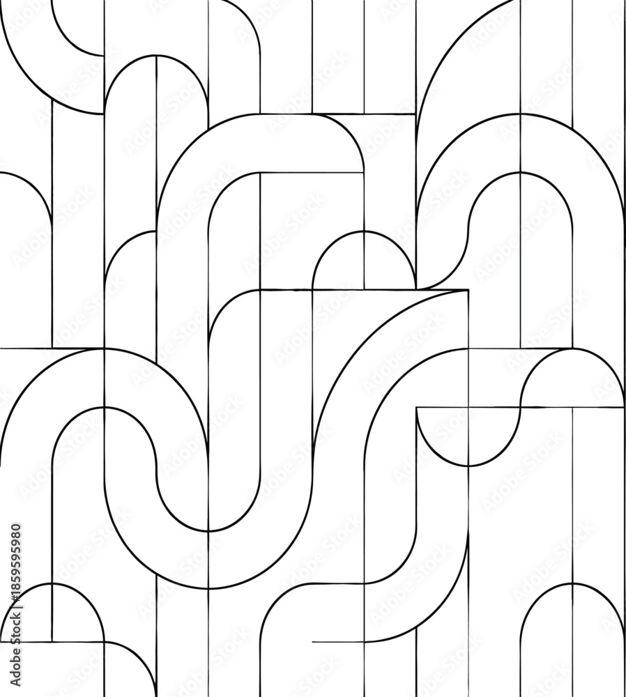 Εκτύπωση καμβά Abstract curved geometric line pattern illustration with modern minimalist shape