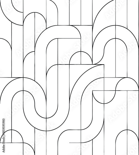 Obraz na plátně Abstract curved geometric line pattern illustration with modern minimalist shape