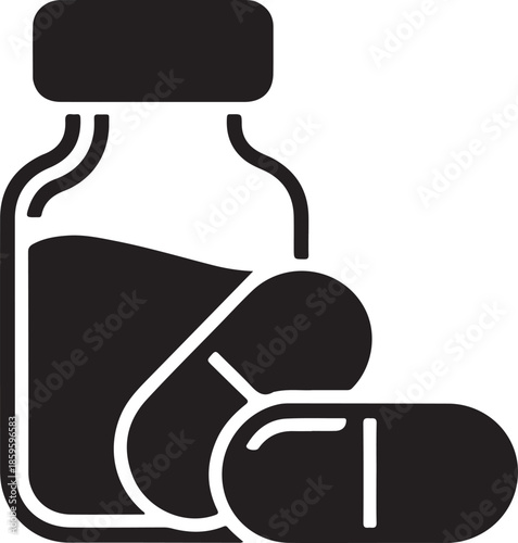 Medicine Bottle & Pills Icon