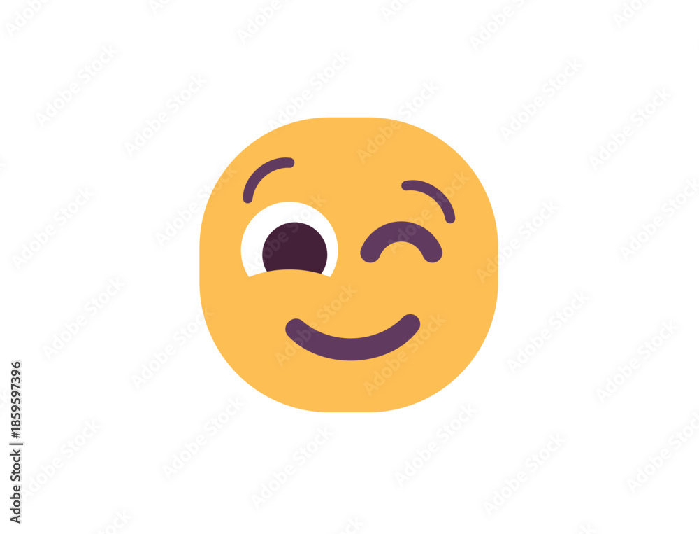 Fototapeta premium wink winking face emoji fun smile smiling emoji symbol sign icon vector illustration isolated flat playful, flirting, 