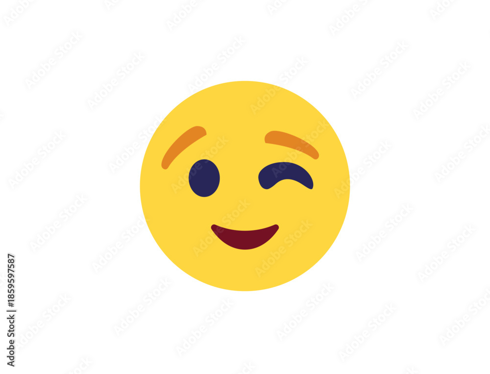 Fototapeta premium wink winking face emoji fun smile smiling emoji symbol sign icon vector illustration isolated flat playful, flirting, 