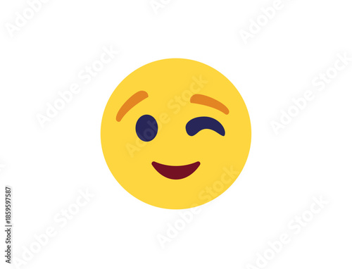 wink winking face emoji fun smile smiling emoji symbol sign icon vector illustration isolated flat playful, flirting, 