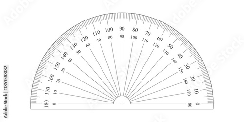 Protractor Vector Illustration for Angle Measurement Mathematics Geometry School Technical Tool Icon