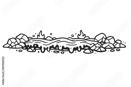 Stylized Molten Lava Rock Border