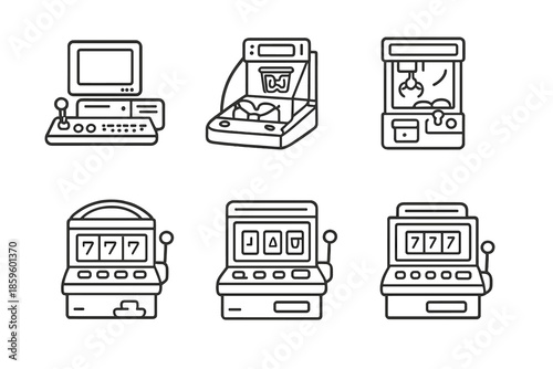 Collection of retro arcade and casino game icons