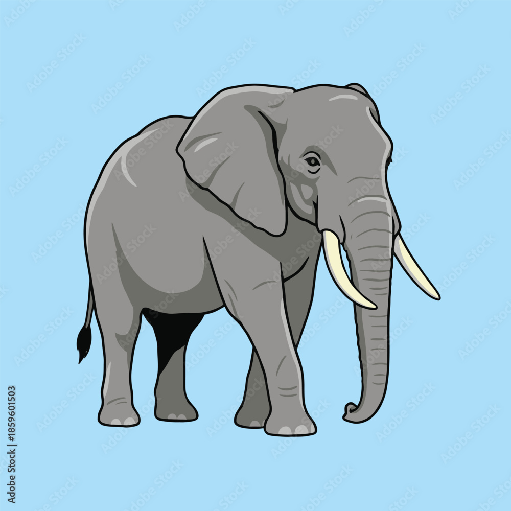 Fototapeta premium Elephant Standing Full Body - Animal Character Vector Illustration 