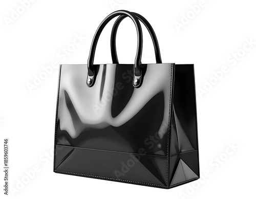 Vibrant Two-Tone Shopping Bag with Handles, 3D Render