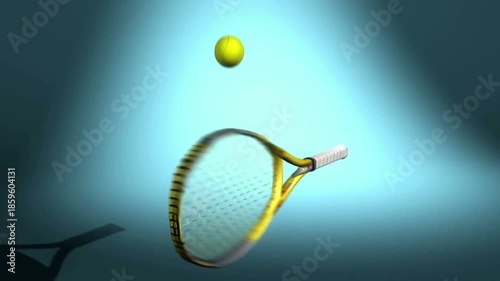 A luminous blue glow frames a tiny floating gold ring with a yellow orb atop. over a muted stage dim