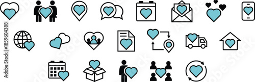 Large Icon Pack Love symbol for Web UI UX, Mobile Apps, and Digital Asset