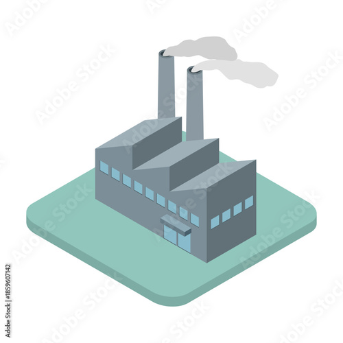 アイソメトリックイラスト：工場