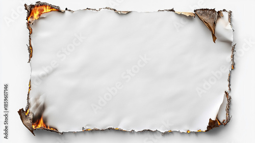 burnt paper on a white background