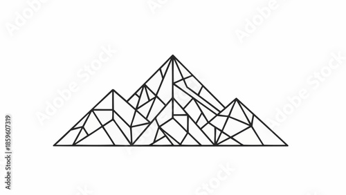 Geometric Mountain Range Abstract Line Art Design.