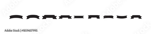 Set of various black silhouette shapes for award ribbons banners and decorative labels