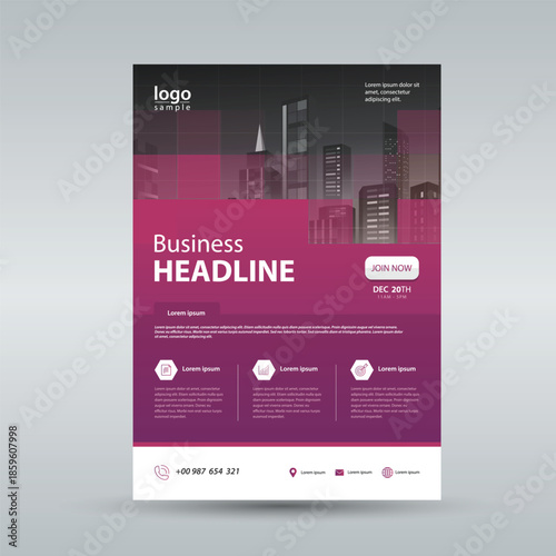 business flyer brochure design template. and single page layout design. A4 size scale and Easy for editing