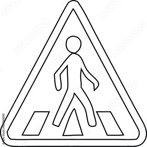 Road traffic rule pedestrian sign outline vector icon in thin line style, suitable for urban planning, transport apps, safety manuals, and infographic elements.