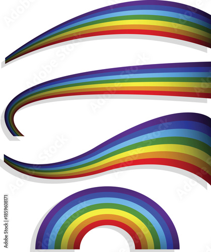 Abstract curved rainbow stripes isolated on white background design vector